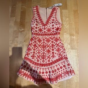 Red and cream Alice and Olivia dress